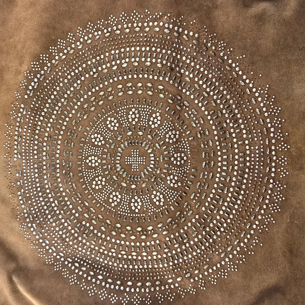T-Shirt & Jeans Brown Faux Suede Studded Mandala Crossbody Hobo Bag Large Boho
